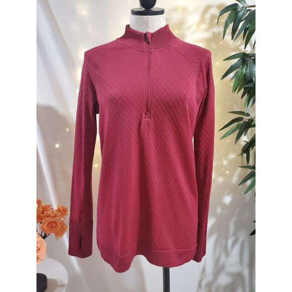 Lululemon Rest Less 1/2 Zip Pullover Diamond Top Womens Size 10 Star Ruby Pink - Picture 1 of 12